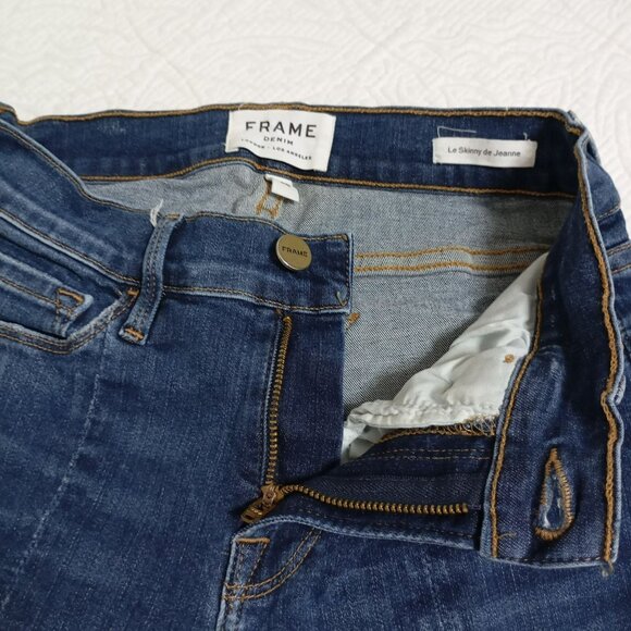 Frame Le Skinny De Jeanne Mid-Rise Jeans With Ankle Zippers Size 26 Womens - Picture 7 of 12